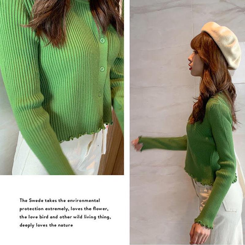 Autumn and Winter Knitted Sweater Short Long-sleeved Casual Jacket Cardigan Loose Young Women's Top