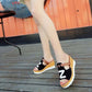 Fish Mouth Sandals and Slippers Women's Summer Frosted Leather Color Matching Thick-soled Sponge Cake Lazy One-word Drag Wedge High-heeled Sandals