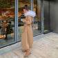 Red Cotton-padded Jacket Women's Winter Loose Waist Cotton-padded Jacket Long Over The Knee Overcoming Coat