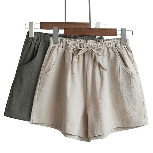 Cotton and Linen Bow Shorts for Women Summer High Waist Loose Thin All-match Wide-leg Three-point Pants Outer Wear Casual Short Pants Sports Shorts
