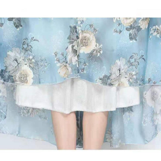 Chiffon Swing Skirt Printed Midi Skirt High Waist Skirt Fashion Versatile
