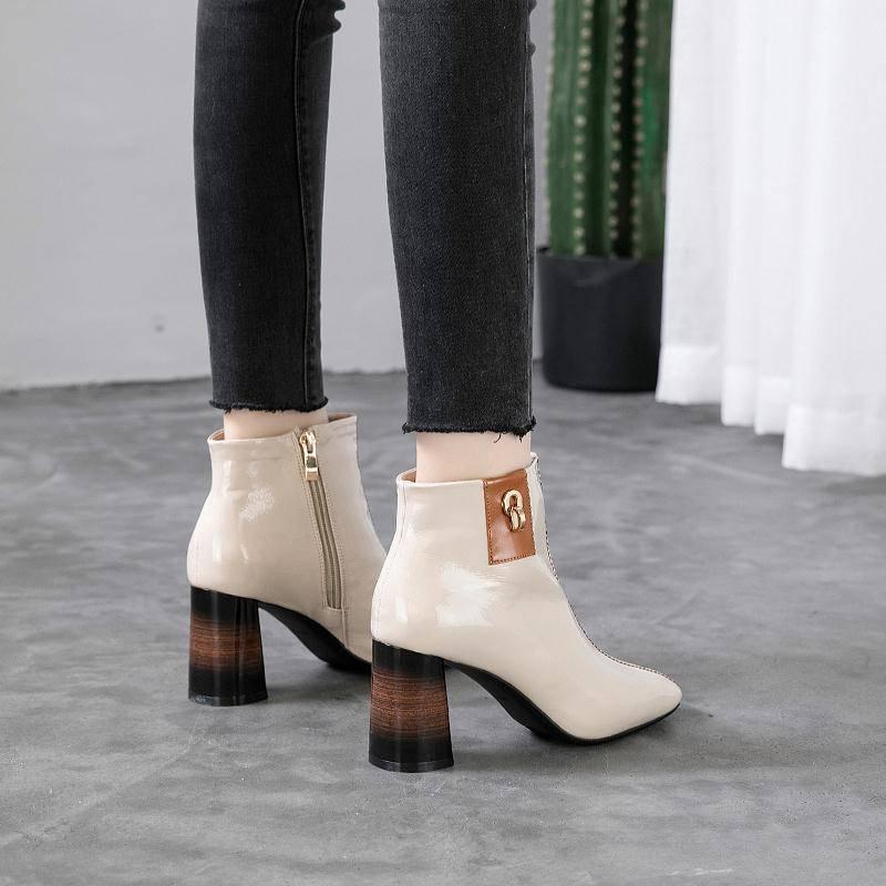 Ankle Boots for Women Autumn Winter High Heels Ladie Shoe Pointed Toe Martin Boots Woman Botas Femme