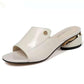 Sandals Women's Medium-heeled Thick-heeled Summer Soft Leather Sandals and Slippers Outside Wear Fish Mouth Large Size Women's Shoes