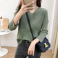 Autumn Winter V-neck Women Pullover Sweater Knitting Sweaters Casual Loose Korean Jumpers Winter Inside Bottoming Tops Long Sleeve Solid Basic Top