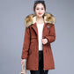 Women's Short Padded Parker Clothing Fur Collar Plus Velvet Padded Jacket Winter Loose Padded Jacket