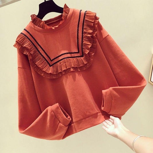 Girls' Sweaters Children's Spring and Autumn Clothes Korean Style Tops Big Children's Loose Lace Spring Styles