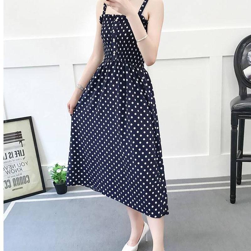 Bohemian Slim and Fresh Suspender Wrapped In Chest Floral Chiffon Dress Women's Summer Vacation Beach Skirt