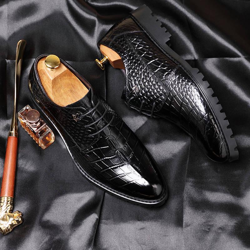 Leather Concise Men Business Dress Pointy Shoes Breathable Formal Wedding Basic Shoes Men