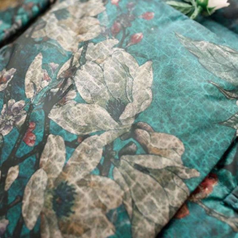 Women's Camouflage Pattern Down Jacket Chinese Style Printed Retro Buckle Mid-length Over-the-knee Large Size Ethnic Style Jacket