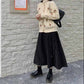 Wine Red Corduroy Tutu Skirt with Fungus, Autumn and Winter Style All-match Western Style Skirt Women's Mid-length Skirt