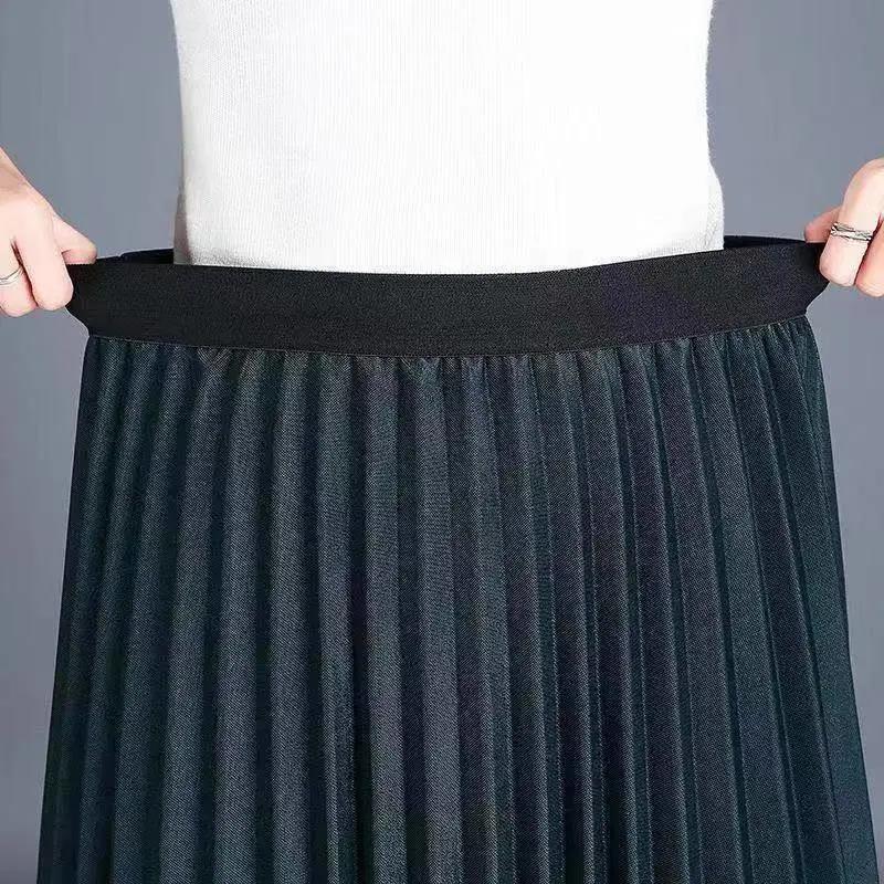 Half-length Skirt Women's Plus Size High-waist Lace Pleated Skirt Mid-length Mesh Skirt Worn on Both Sides