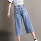Cropped Jeans Women's Summer Thin Section Large Size Loose Mid-pants High-waist Wide-leg Pants Women Korean Straight-leg Jeans