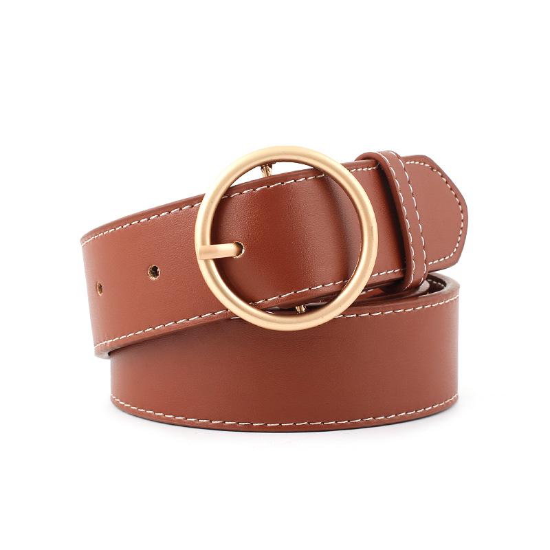 Concise Round buckle ladies wide belt fashion buckle pants belt