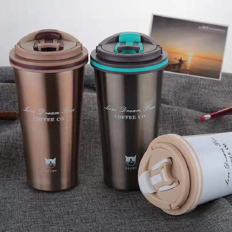 Keelorn 500ML Coffee Cup with Lid Seal Stainless Steel Vacuum Bottle Car Water Bottle Water Cup