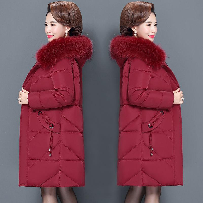 Middle Aged and Elderly Winter Cotton Padded Clothes Medium Length Mother's Down Cotton Padded Jacket