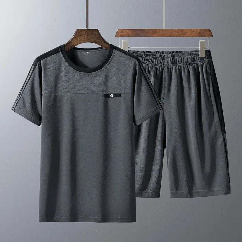 Middle-aged and Elderly Casual Suit Men's Short-sleeved Shorts Two-piece Dad Suit Summer Men's Short-sleeved T-shirt Sports Suit