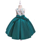 Tailor Dress Girls Hand-beaded Embroidered Princess Dress Twill Satin Bow Tuxedo Dress
