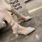 Summer High-heeled Sandals Women's Velvet Round Circle Pointed Toe Thin Mid-heeled Baotou Women's Sandals