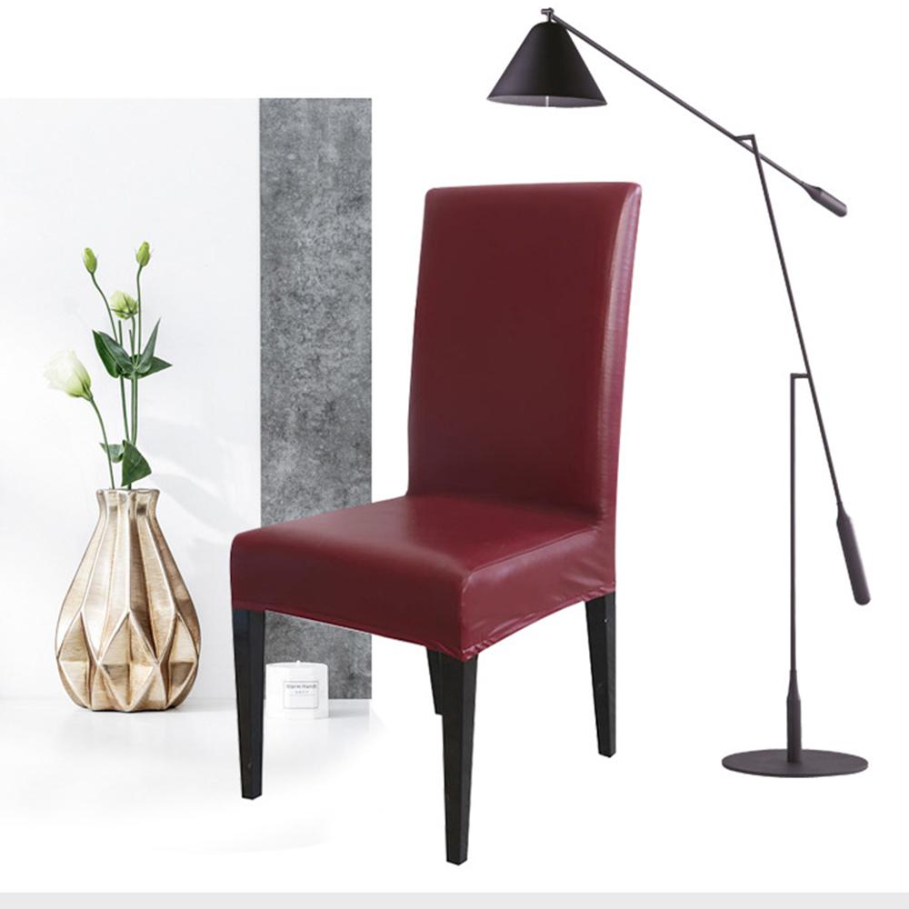 2/4/6Pcs Waterproof Chair Cover PU Leather Fabric Chair Covers Big Elastic Seat Chair Covers Stretch Seat Case For Home Banquet