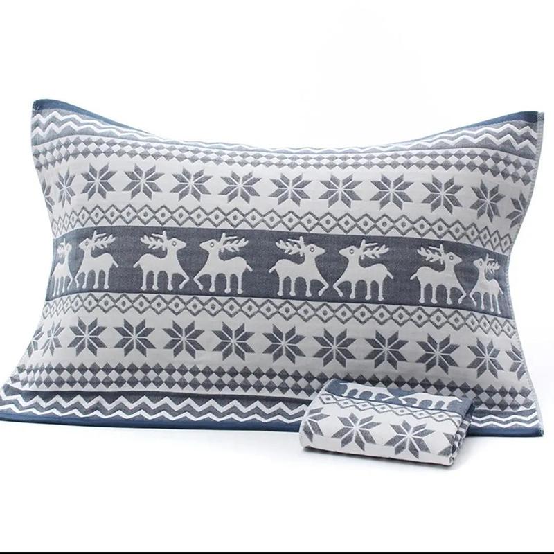 Simple Style Cotton Gauze Pillow Towel Large Pair High-end Adult Thickened Couples Non-shedding Non-fading Pillow Towel