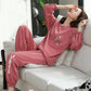 Women's Pajamas Set Cotton Pyjamas Long Sleeve Sleepwear Suit Spring Autumn Nightwear Casual Loose Cute Home Wear Pullover O Neck Tops Pants