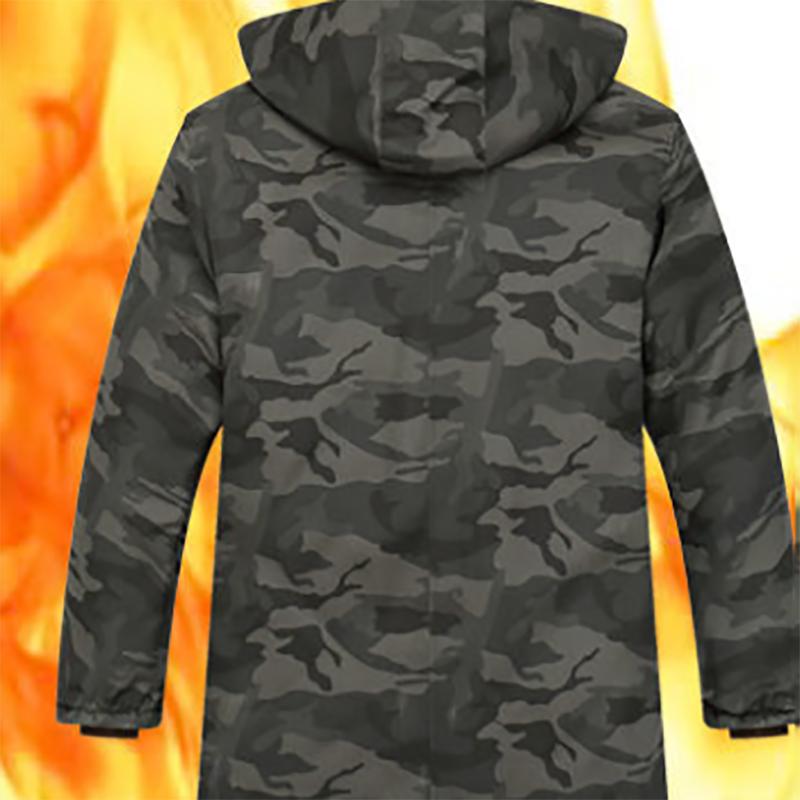 Men's Cotton Winter Plus Velvet Thick Padded Coat Cotton Coat Jacket Regular Mid-length Hooded
