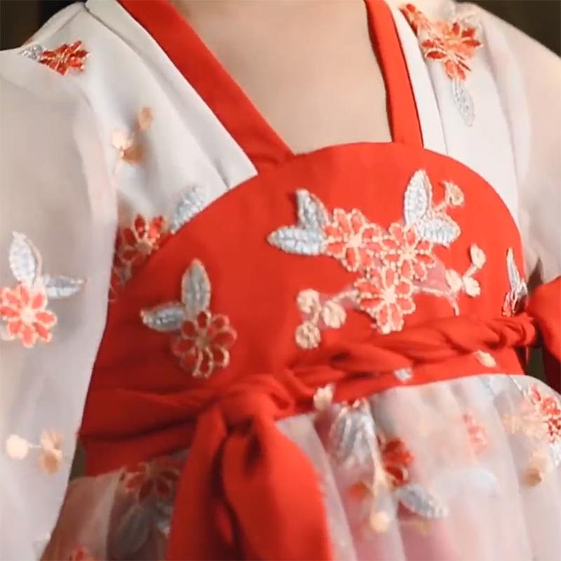 Girls' Hanfu Underwear Chinese Style Tang Costume Children's Ancient Costume Super Fairy Dress Cherry Blossom Princess Dress Spring Summer Costumes