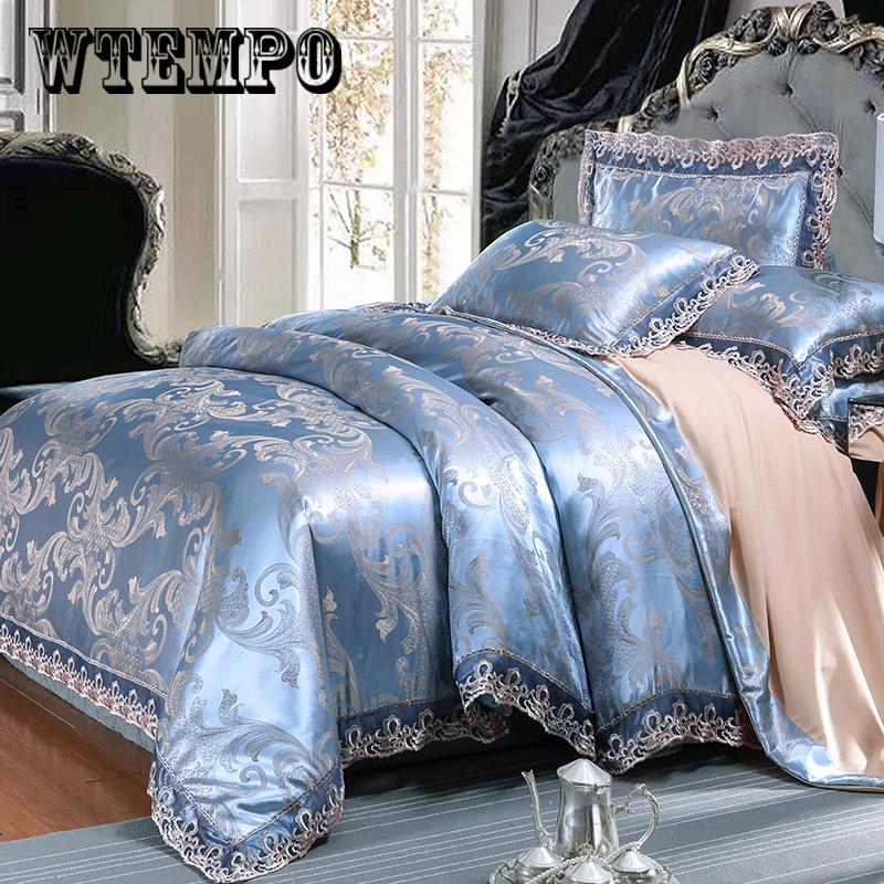 Jacquard Bedding Set Luxury Satin Jacquard Satin Comforter Cover Bed Linen Bedclothes Set Home Textile