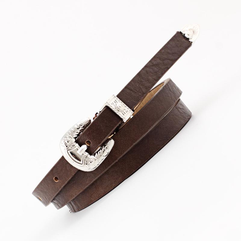 Belts Women Pu Leather Skinny Narrow Thin Buckle Waist Belt Adjustable Waistband Strap