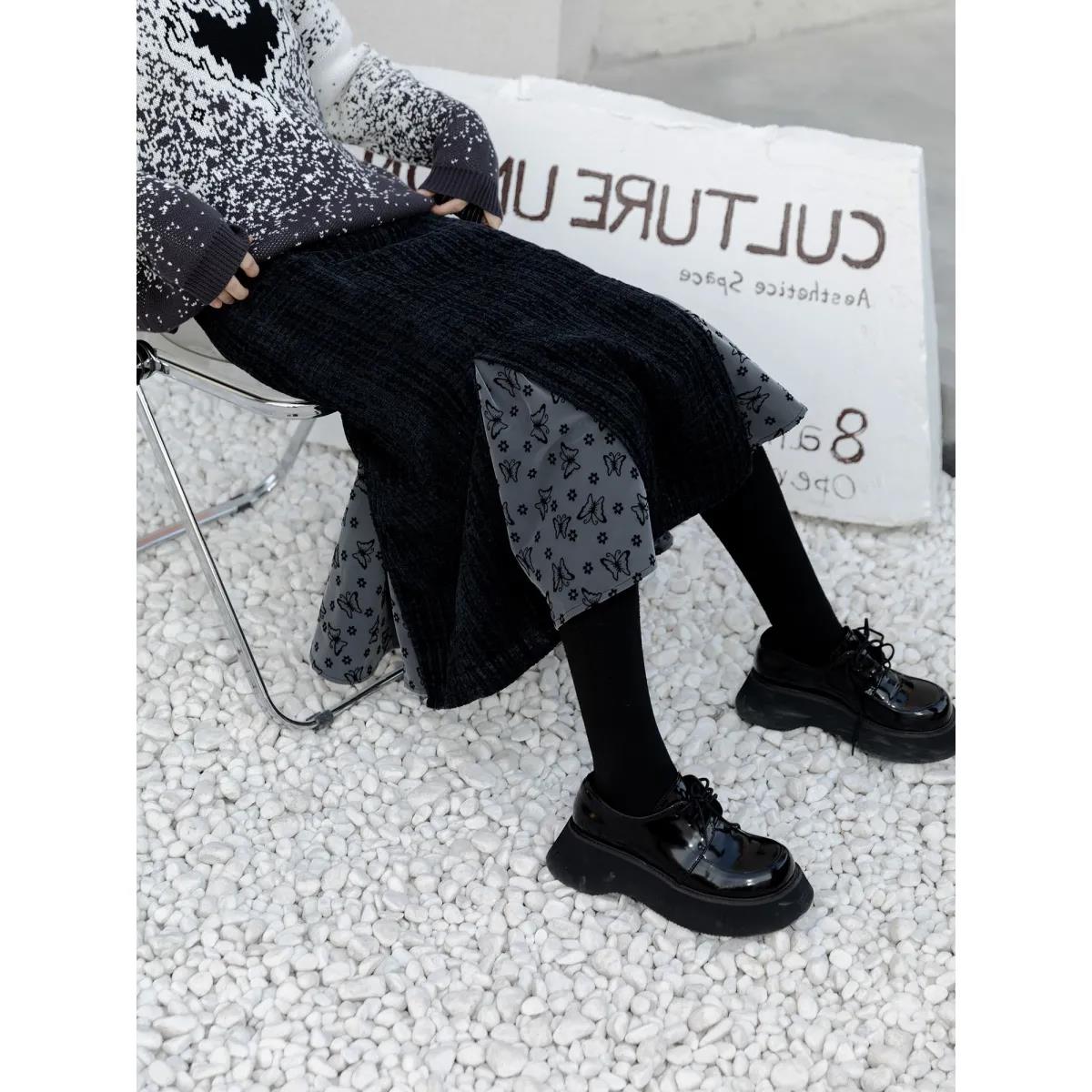 Half-length Skirt Female Fish Tail Skirt Intermediate Senior INS Autumn and Winter Design Design Splicing Advanced Format A Word Skirt