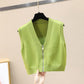 Women's Short Zipper Sweater Vest Autumn and Winter Korean Slim Sleeveless Sweater Sweater Vest Jacket
