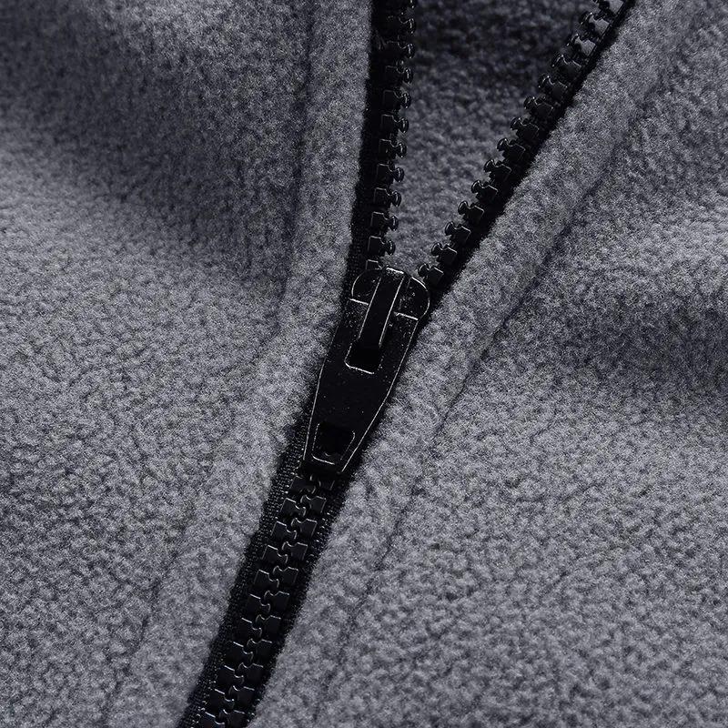 Polar Fleece Jacket Men's Lapel Versatile Cardigan Fleece Sweater Men's Warm Short Long Sleeve Zipper Jacket Comfortable and Breathable