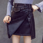 S-XXXXLLeather Skirt Women's Sexy Glossy PU Leather Belt Button Zipper Split Mini Skirt Mid Waist A-line Pencil Skirts