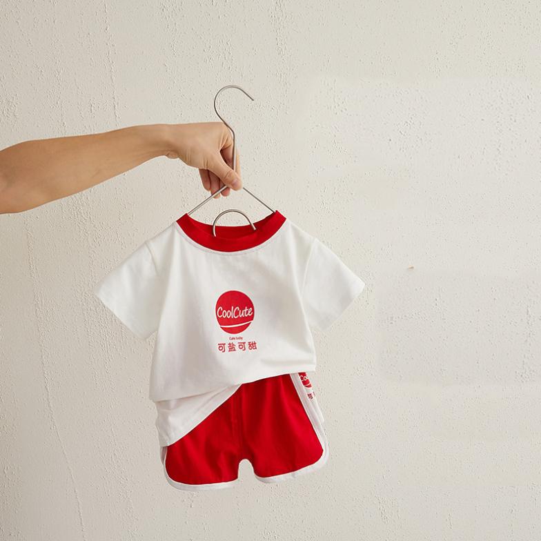 Kids Baby Girl and Boy Clothes Set Tops Solid Cartoon Short Sleeve Shirt Crop Pants Summer Casual Outfit Suit Girl and Boy 0-4Y