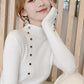 Long-sleeved Casual Bottoming Sweater Women's Spring and Autumn Thin Slim Half Turtleneck Buttoned Sweater Short Style Top