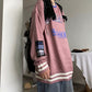 Autumn Winter Letter Stitching Round Neck Sweater Stitching Loose Fashion Casual All-match Knitted Outer Top