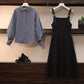 Two-piece Single/large Size Women's Spring  Autumn Suit Women's Fashion Shirt Covering Belly Slimming Dress Women