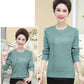 Autumn and Winter Loose Casual Sweater Embroidered Round Neck Simple Bottoming Shirt Middle-aged Women Sweater