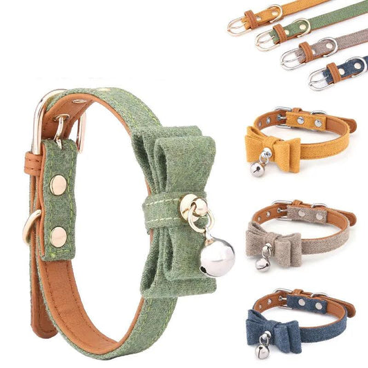 Pet Cat Cute Bow Tie Polyester Dog Collar Teddy Hiromi Pet Bell Collar Cat Dog Universal Pet Bowtie Neck Docor Adjustable Size Kitten Collar