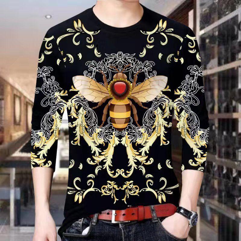 Men's Long Sleeve T-Shirt Men's 3D Printing Round Neck T-Shirt Men's Tops Spring Men's