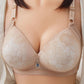 Lace Pattern Diamond Pendant Large Size Thin Bra Without Steel Ring Gathered Sexy Bra Ladies Underwear Light and Breathable