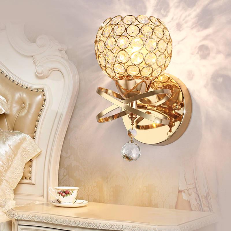 LED Crystal Wall lamp Wall  Light Creative Bedroom Bedside Wall Lamp Crystal Lights Gold/Sliver