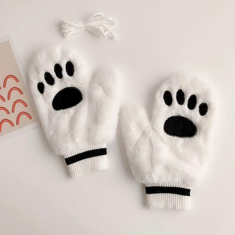 Winter Women's Cat's Claw Gloves Plus Velvet Padded Hanging Neck Gloves Cycling Windproof Mittens