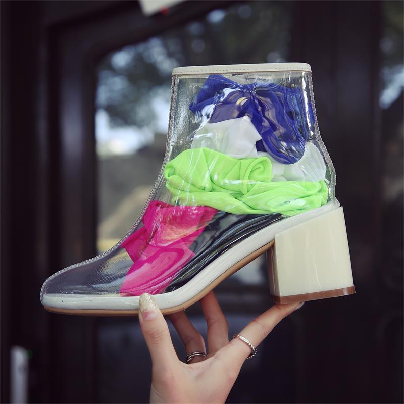 Transparent High Heel Shoes Fashion Casual Shoes Female 2020 New Ins Recommened High -Top Women Lightweight Sneakers