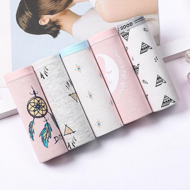 5-Pack Student Low-rise Women's Cotton Underwear Women's Plus Size Underwear