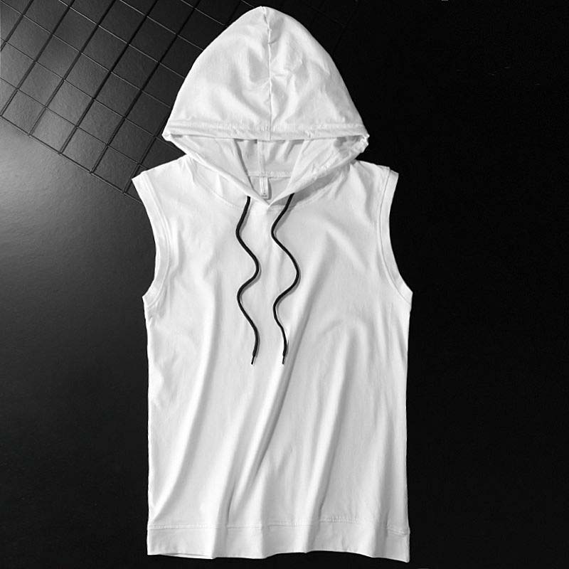 2021 Summer New Sports Hooded Vest Men's Loose Basketball Fitness Sleeveless T-shirt