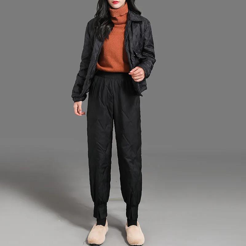 Women's Trousers Winter Straight-leg Casual Pants with Split Feet To Keep Warm Bloomers