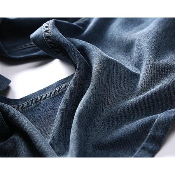 Soft and Comfortable High-end Men's Spring, Summer and Autumn Light-colored Thin Straight Stretch Jeans