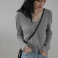 Autumn Korean Cardigan Top V-neck Knit Jacket Short Long Sleeve Striped Young Women Sweater