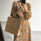 French Temperament Retro V-neck Floral Skirt Female Spring Summer Waist Thinner Over The Knee Chiffon Dress